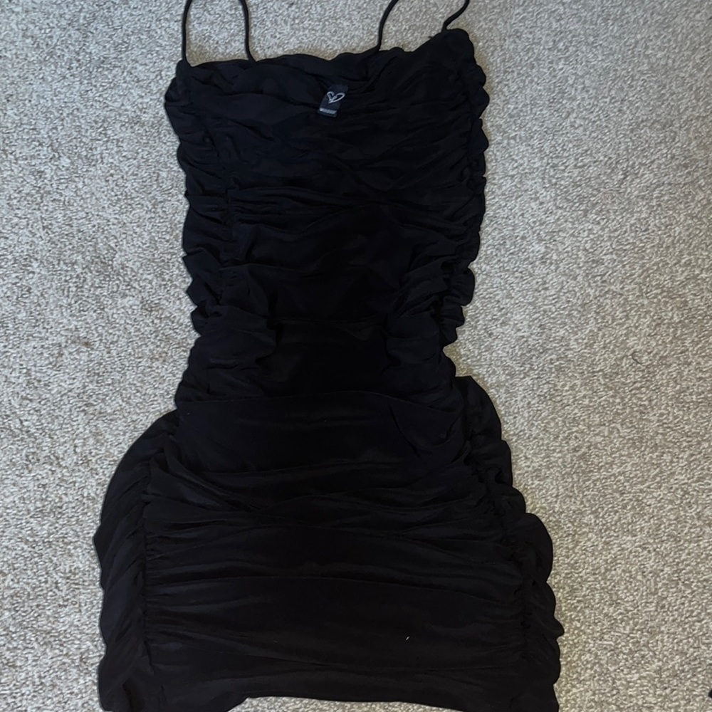 Windsor black ruched bodycon mini dress.
